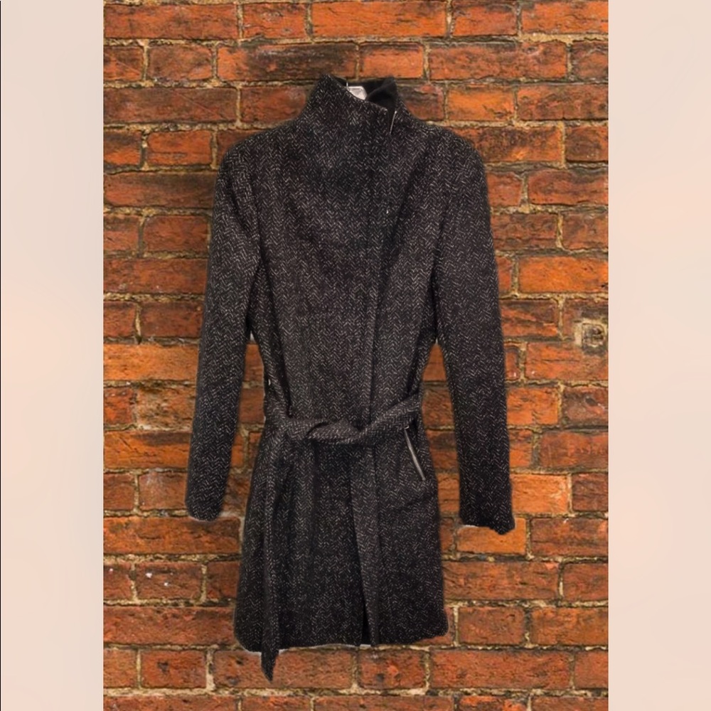 T Tahari Herringbone Eva Wool-Blend Trench Coat NWT